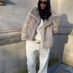 Faux Fox Fur Gray coat size small brand new!